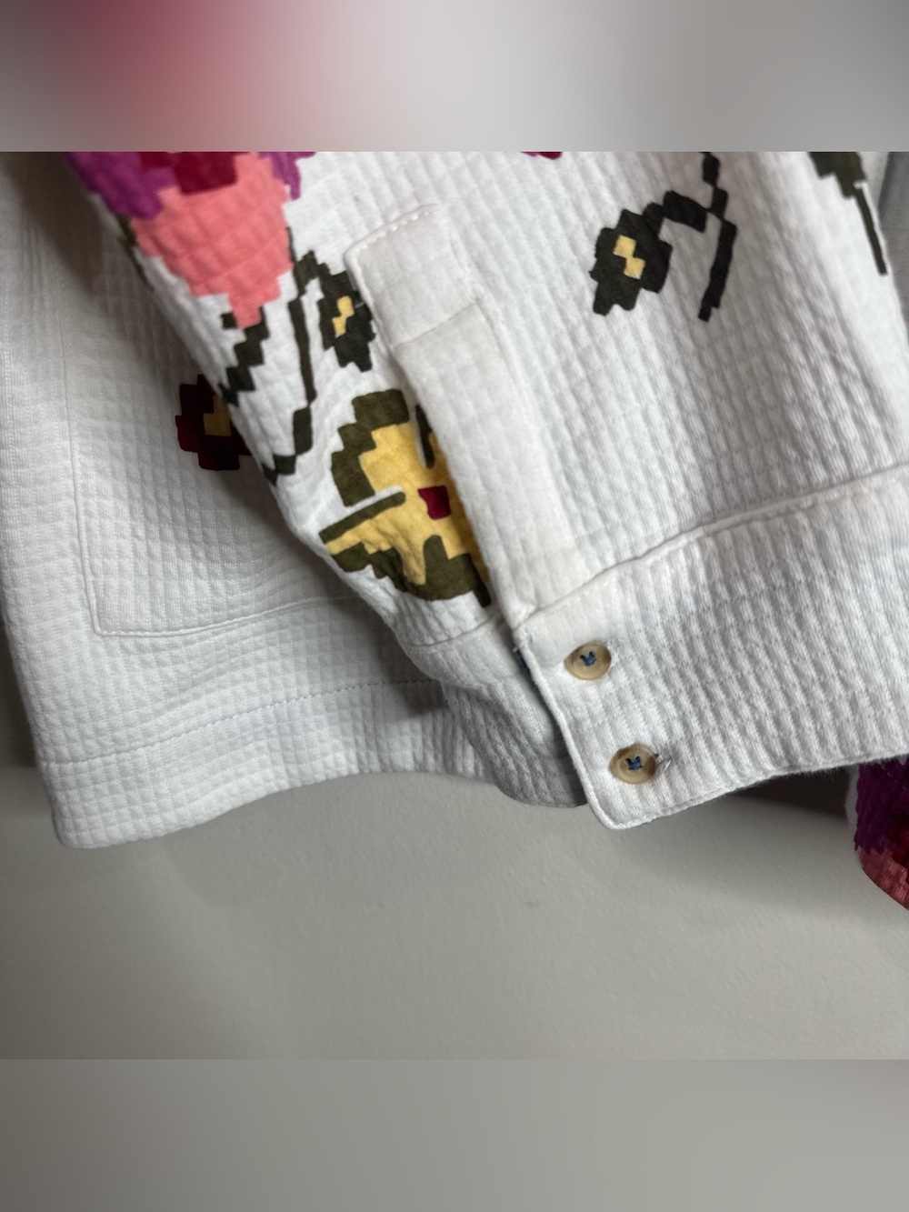 Anthro Lyrebird Quilted Jacket & Pull-on Cross-stitch Print Lounge Set Small - Picture 7 of 16